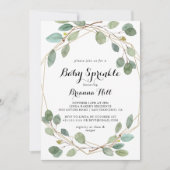 Geometric Greenery Eucalyptus Baby Sprinkle Einladung (Vorderseite)