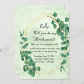 Geometric Greenery Eucalyptus Blätter Bridesmaid Einladung (Vorne/Hinten)