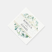 Geometric Greenery Eucalyptus Personalisiert Weddi Serviette (Ecke)