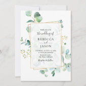 Geometric Greenery Eucalyptus Wedding Einladung (Vorderseite)