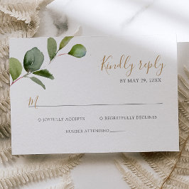 Geometric Greenery Eucalyptus Wedding RSVP Karte