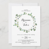 Geometric Greenery Eucalyptus Wreath Wedding Einladung (Vorderseite)