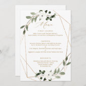 Geometric Greenery Gold Wedding Menu Menükarte (Vorne/Hinten)