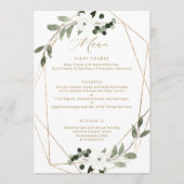 Geometric Greenery Gold Wedding Menu Menükarte (Vorderseite)