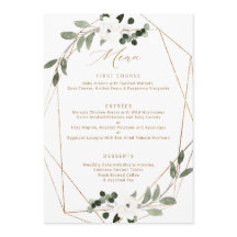 Geometric Greenery Gold Wedding Menu