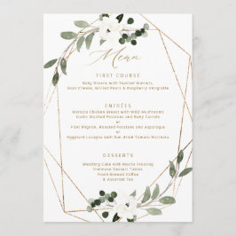 Geometric Greenery Gold Wedding Menu Menükarte