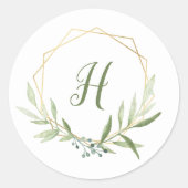 Geometric Greenery Kreath Runder Aufkleber (Vorderseite)