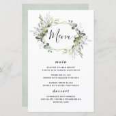 Geometric Greenery Moderne Gold Wedding Menu Cards (Vorne/Hinten)