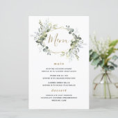 Geometric Greenery Moderne Gold Wedding Menu Cards (Stehend Vorderseite)