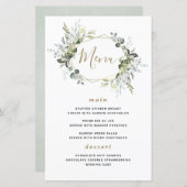 Geometric Greenery Moderne Gold Wedding Menu Cards (Vorne/Hinten)