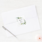 Geometric Greenery Wedding Umschlag Aufklebers Quadratischer Aufkleber (Umschlag)