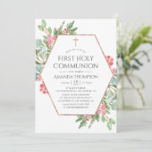 Geometric Greenery Weihnachten Erste Heilige Kommu Einladung (Stehend Vorderseite)