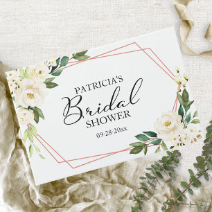 Geometric Greenery White Floral Brautparty Gues Gästebuch