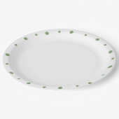 Geometric Grey Soft Green Polka Dots Trimm Pappteller (Schrägansicht)