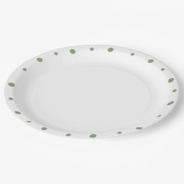 Geometric Grey Soft Green Polka Dots Trimm Pappteller