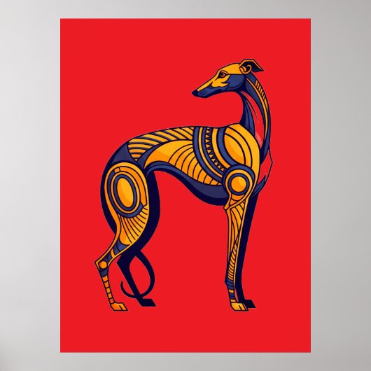 Geometric Greyhound Art Deco in Vivid Color Poster (Vorne)