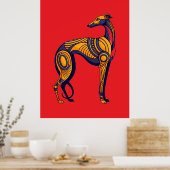 Geometric Greyhound Art Deco in Vivid Color Poster (Küche)