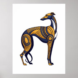Geometric Greyhound Art Deco Tribal Style Poster