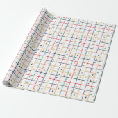Geometric Grid Pattern with Scattered Hearts Geschenkpapier (Ungerollt)