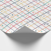 Geometric Grid Pattern with Scattered Hearts Geschenkpapier (Ecke)