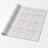 Geometric Grid Pattern with Scattered Hearts Geschenkpapier (Ungerollt)