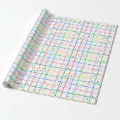 Geometric Grid Pattern with Scattered Hearts Geschenkpapier (Ungerollt)