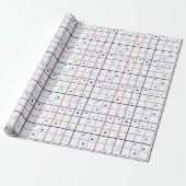 Geometric Grid Pattern with Scattered Hearts Geschenkpapier (Ungerollt)