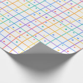 Geometric Grid Pattern with Scattered Hearts Geschenkpapier (Ecke)