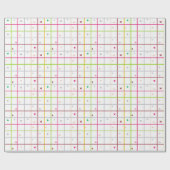 Geometric Grid Pattern with Scattered Hearts Geschenkpapier (Flach)