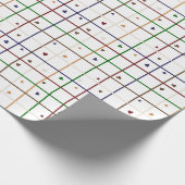 Geometric Grid Pattern with Scattered Hearts Geschenkpapier (Ecke)