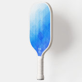 Geometric Halftone Dots White Blue Gradient Custom Pickleball Schläger (Links)