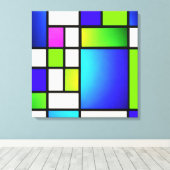 Geometric Harmony – Modern Neon Canvas Print Leinwanddruck (Insitu (Holzboden))