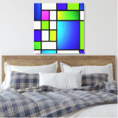Geometric Harmony – Modern Neon Canvas Print Leinwanddruck (Insitu (Schlafzimmer))