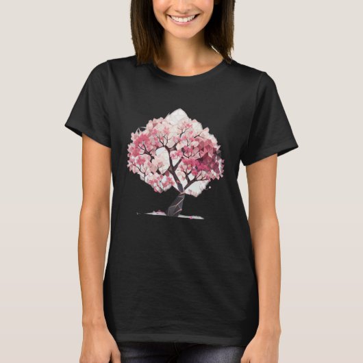 Geometric Harmony of Spring Cherry Blossom Tree of T-Shirt (Vorderseite)