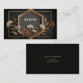 Geometric Hexagon Gold Floral Midnight Black Visitenkarte (Vorne/Hinten)