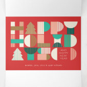 Geometric Holiday Cheer Dreifach Gefaltete Urlaubskarte (Innenseite Mitte)