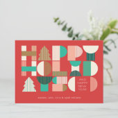 Geometric Holiday Cheer Feiertagskarte (Stehend Vorderseite)