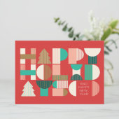 Geometric Holiday Cheer Feiertagskarte (Stehend Vorderseite)