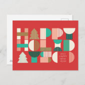 Geometric Holiday Cheer Feiertagspostkarte (Vorne/Hinten)