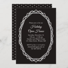 Geometric Holiday Sparkle Open House Black