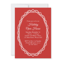 Geometric Holiday Sparkle Open House Red