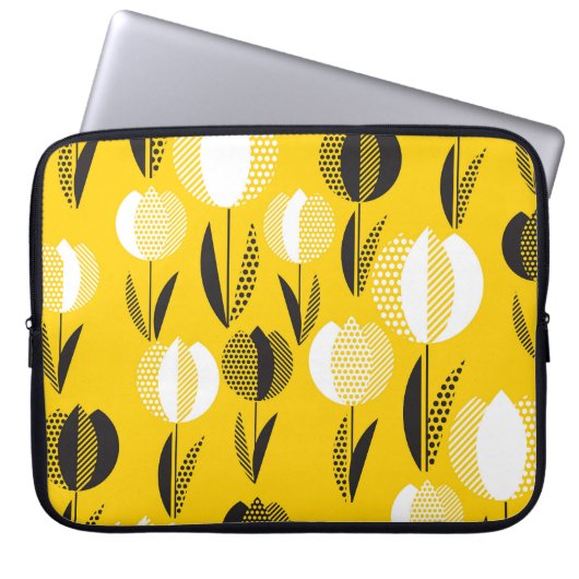 Geometric Holland Tulip Blume Pattern Laptopschutzhülle (Vorderseite)