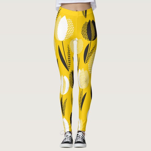 Geometric Holland Tulip Blume Pattern Leggings (Vorderseite)