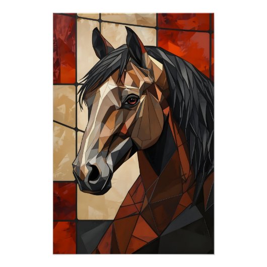 Geometric Horse Wall Art Gift Glossy Poster  (Vorderseite)