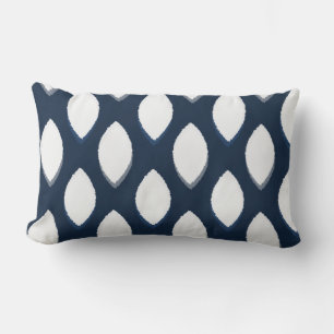 Geometric Ikat Ogee Pattern Navy White Lendenkissen
