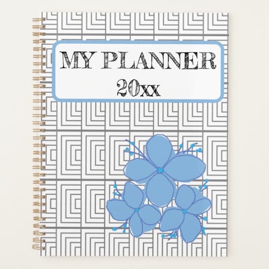 Geometric Illusion Blue Blume Planner Planer (Vorderseite)