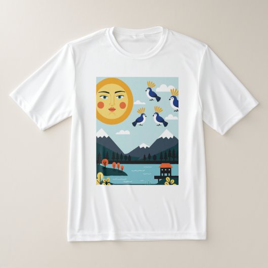 Geometric illustration depicting Birds hanging in  T-Shirt (Ablage )