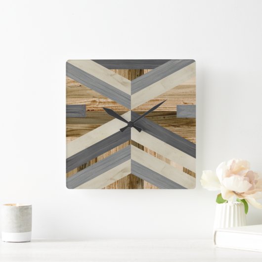Geometric Inlay Quadratische Wanduhr (Zuhause)