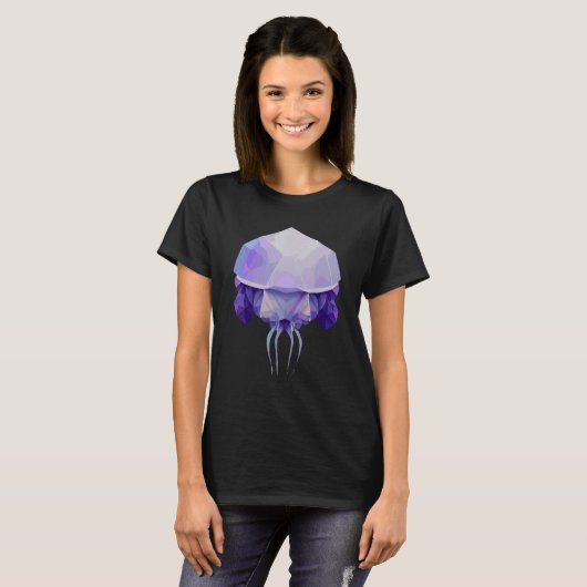 Geometric Jellyfish Polygon Low Poly Sea Animal T-Shirt (Vorne ganz)