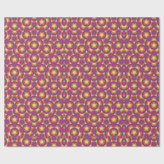 Geometric Kaleidoscopic Mandala Yellow and Pink Geschenkpapier (Flach)